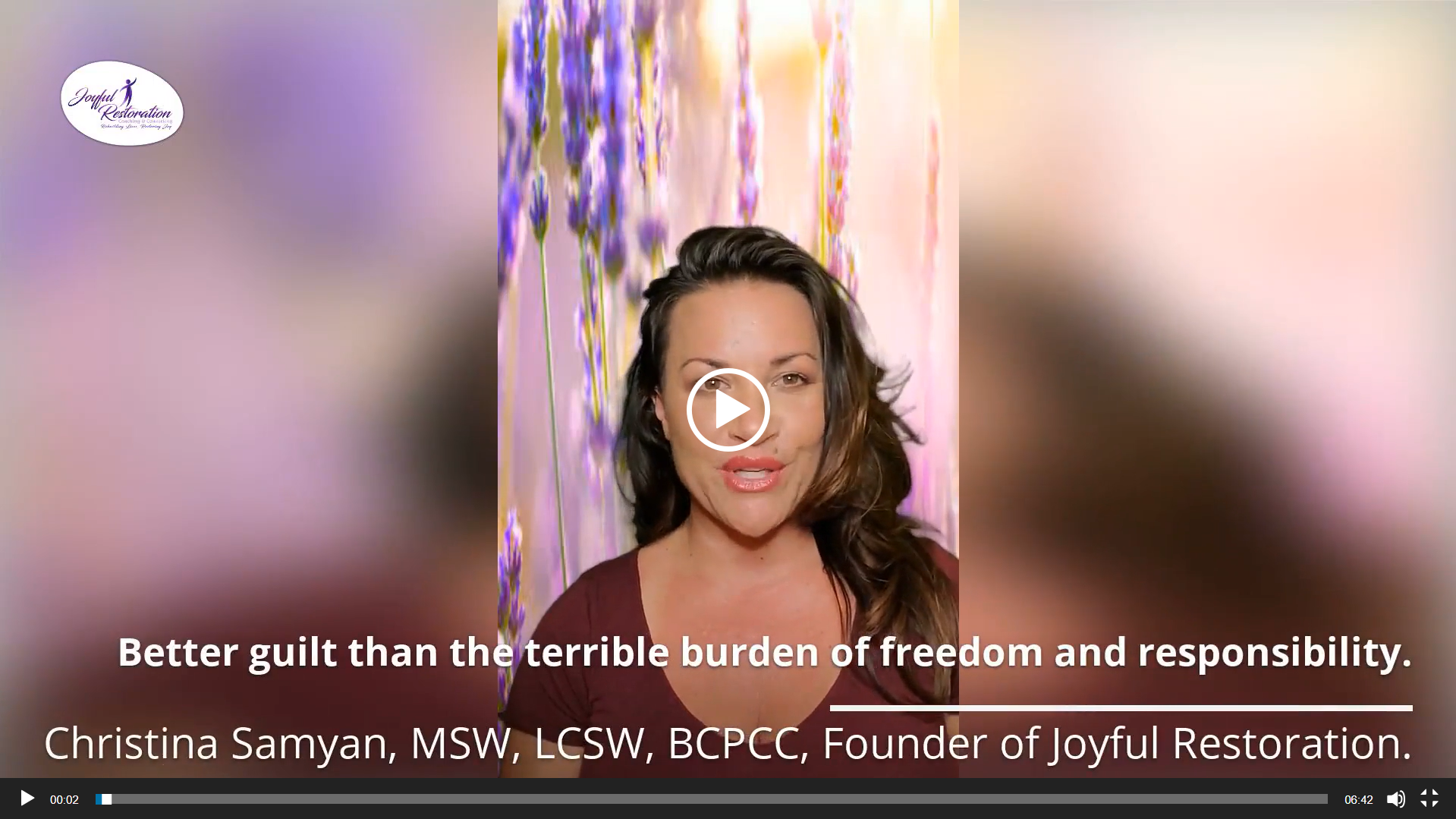 Better guilt then the terrible burden of freedom and responsibility.